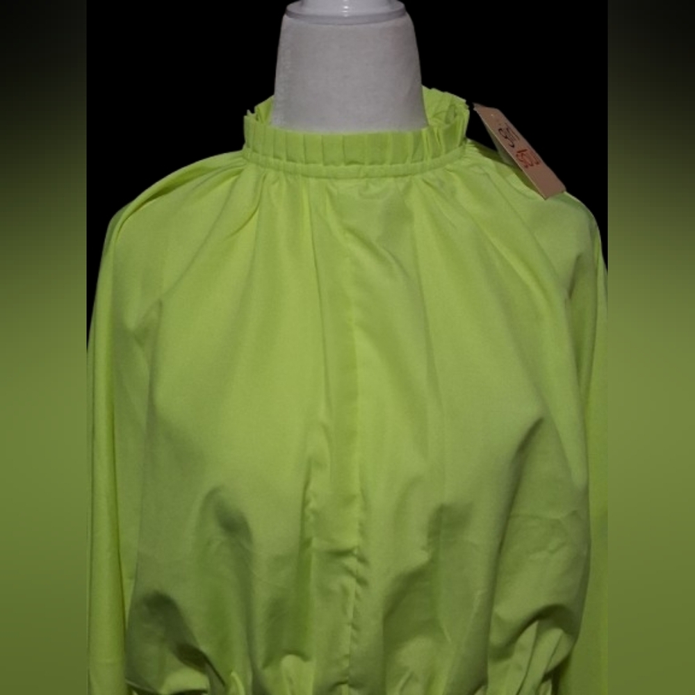 New "NWT" Girl Soul Neon Bright Yellow Long Sleeve Top, Size L - Picture 9 of 10
